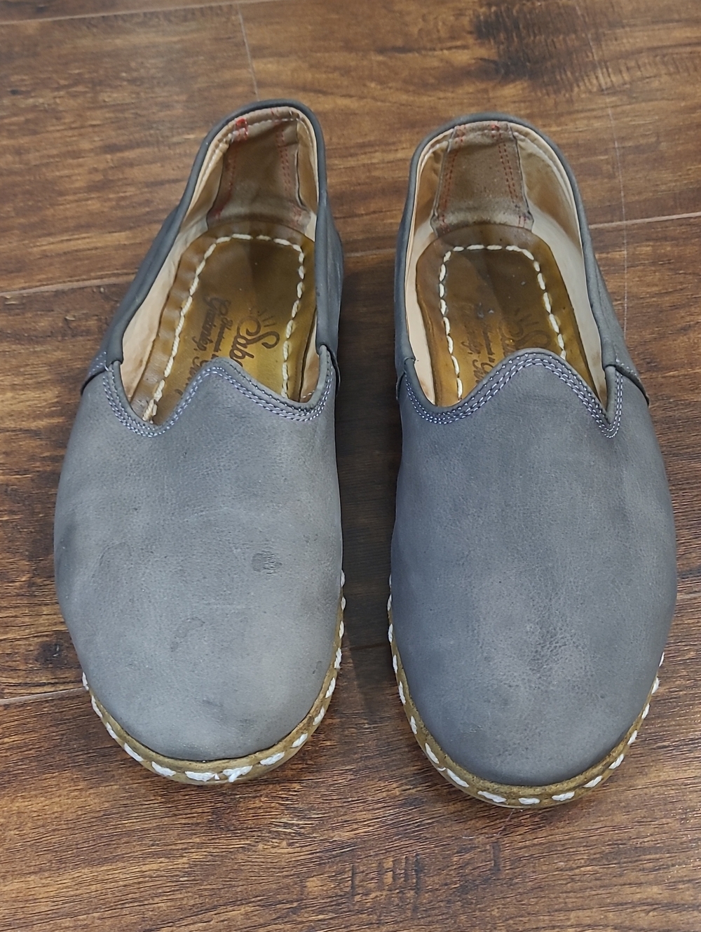 Sabah  Handmsde Men's Slip-On Loafers in Gray Size 40/ 7.5
